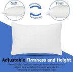 2 Pack King Size Rayon Derived from Bamboo Pillows for Sleeping, Cooling Shredded Memory Foam Pillow Sets for Back, Side, Stomach Sleepers, Adjustable, Removable Cover, King (Pack of 2)