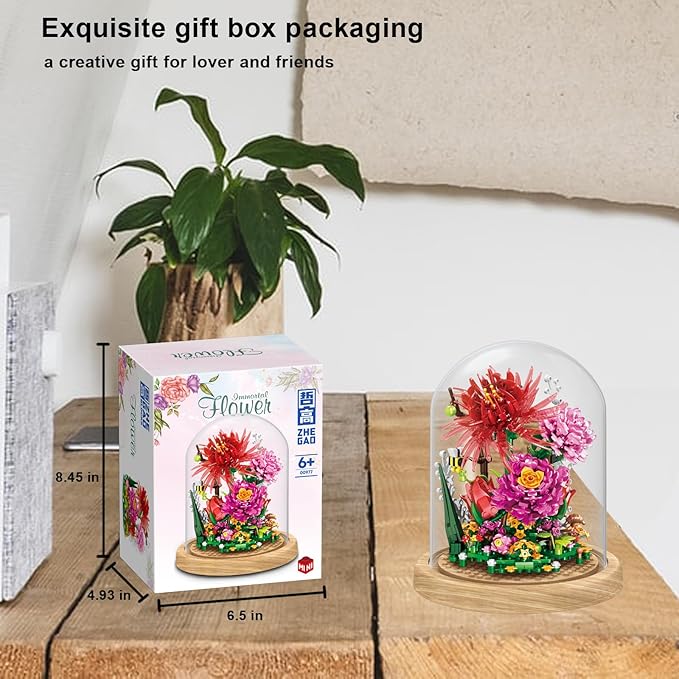 Flower Bouquet Building Kit Flowers Botanical Collection DIY Plants Bonsai Tree Friends Sets Adult Building Blocks Set Christmas New Year Birthday Gift for Girls Mom Women Girlfriend(Roses)