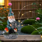 Solar Gnome Statue for Garden with Watering Can Light 8" Resin Gnome Figurines Outdoor Paito Yard Porch Decor Birthday Housewarming Gnomes Gifts for Women Mom Grandma Wife Sister