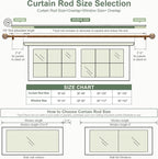 2 Pack Gold Curtain Rods for Windows 28 to 48 Inch,1'' Diameter Drapery Rods with Leaf Pattern Finials,Decorative Adjustable Heavy Duty Curtain Rods Set,18-60'',Antique-Gold Wood