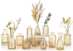 Amber Glass Bud Vases Set of 12, Gold Mini Flower Vase for Centerpieces, Small Vases in Bulk for Wedding Decorations, Vintage Vase for Table, Recepetion, Home Décor