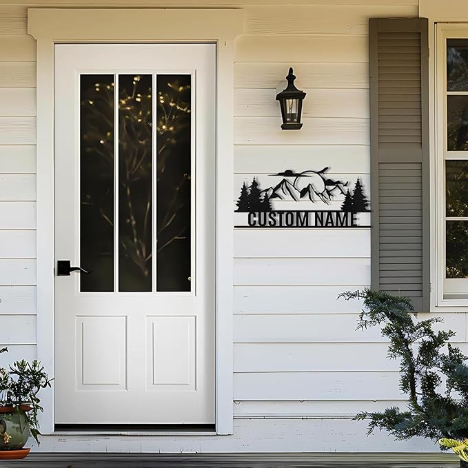 Personalized Mountain Metal Sign, Metal Mountain Wall Art Decor, Custom Family Name Sign, Custom Sign Outdoor Metal, Forest Home Decor Sign, Nature Wall Art, Cabin Decor, Housewarming Gifts