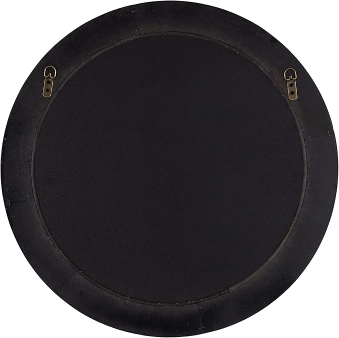 Kate and Laurel Palmer Rustic Farmhouse Round Wooden Mirror, 26 Inch Diameter, Blue and Rustic Brown, Modern Circle Decorative Wall Mirror with Paint Distressing