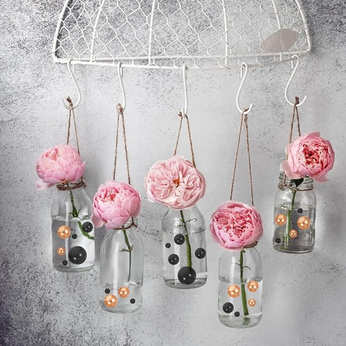 Black Orange Halloween Vase Filler | 150PCS Pearls Bead for Centerpieces Vases | 8/14/20 mm No Hole Beads, Fake Pearls for Wedding Birthday Theme Party Table Centerpieces Decor