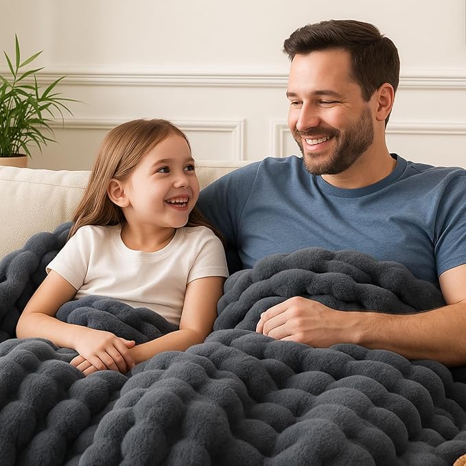 BENVWE Faux Fur Throw Blanket for Couch Bed - Fluffy Soft Thick Bubble Blanket for Living Room Home Decor - Fathers Day Birthday Gifts for Women Men, Grey, 63" x 80"