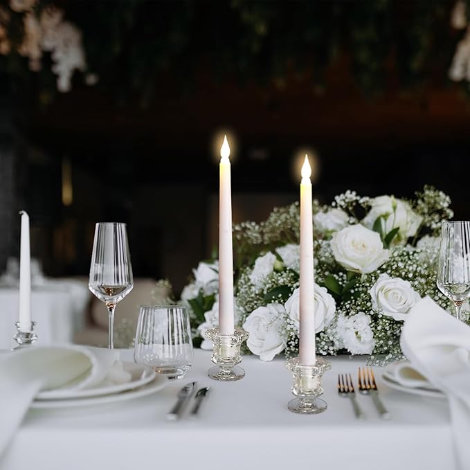 Foaincore 30 Pcs Candlestick Holders Bulk 2.36 Inch Taper Candle Holders Small Glass Candle Holder for Wedding Table Centerpiece Party Decoration (Clear)