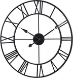 INFINITY TIME Large 30 Inch Wall Clocks for Modern Living Room Decor,Black Metal Roman Numeral Wall Clock Decorative for Dinning Room,Home Office