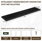 55 Inch Floating Shelves, 55"x9.25"x1.5" Inch Deep Floating Shelves for Wall, Wooden Shelves for Bathroom, Bedroom, Living Room, Black