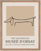 Poster Master Vintage Poster - Retro Minimalist Print - Gift for Artist, Housewarming - Dachshund Dog, Line Drawing, Abstract - Wall Decor for Living Room, Bedroom, 11x14 Beige Framed