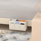 Dual-purpose Bedside Caddy Bedside Organizer, Bed Caddy with 6 Pockets, Versatile Bedside Storage Solution Magazine Remotes holder, ideal for Home, Dorm, Hospital, Crib Bed (White 2pcs)