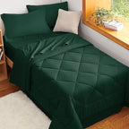 CozyLux Twin XL Comforter Set Emerald Green - 5 Pieces Twin Extra Long Bed in a Bag for College Dorm, All Season Bedding Set for Girls and Boys, Soft Bed Set with Comforter, Sheets, Pillowcase & Sham