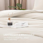 Litanika Comforters Beige Oversized Queen Size, 3 Pieces Lightweight Solid Bedding Comforter Set, All Season Fluffy Bed Set (98x98In Comforter & 2 Pillowcases)