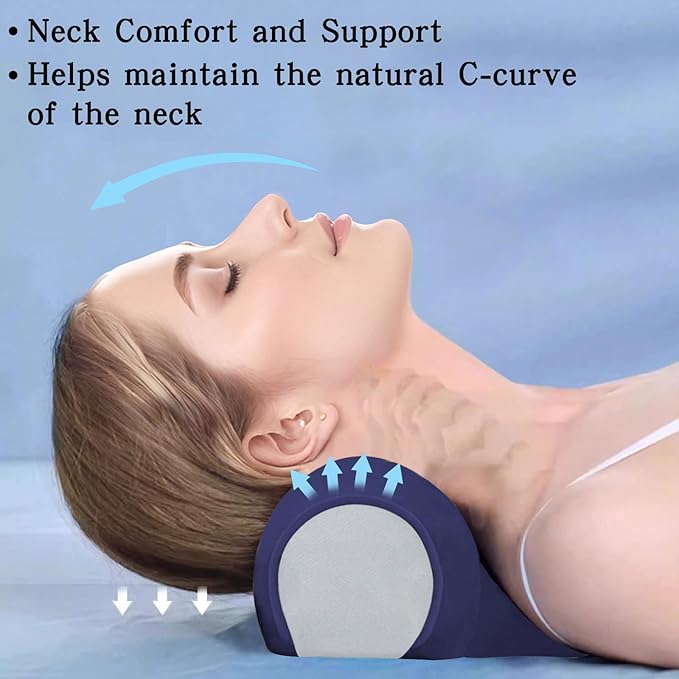 Cervical Neck Pillow: Designed to Help Alleviate Neck discomfort. This Neck Pillow for Sleeping can be Used as a Cervical Traction Device, for Neck Support and Shoulder Relaxation.(Blue)