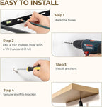 Dreamland 40 Inches Floating Shelves for Wall, 9.3" Deep Long Floating Shelves Set of 2, Large Display & Storage Shelf, Wall Shelf for Bathroom Bedroom Living Room Kitchen Office, Oak