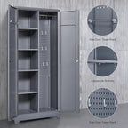 Lockable Storage Cabinet,Utility Closet with Doors and Shelves,SteelGarage Cabinet with Adjustable Shelves for Home,Garage,Gray