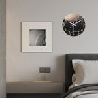 Large Wall Clocks Battery Operated 16 Inch Marble Glass Wall Clock for Living Room Black and Glod Wall Clock Silent Non Ticking