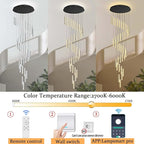 Modern Large Crystal Chandelier for High Ceiling LED Dimmable Chandelier Lighting for Foyer Hallway Staircase 36-Light Black