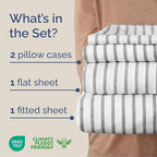 Cal King Size 4 Piece Sheet Set - Comfy Breathable & Cooling Bed Sheets Set - Hotel Luxury Bedding for Women, Men, Kids, Teens, Boys & Girls - Deep Pockets & Wrinkle Free - Oeko-Tex - Grey Stripes 2