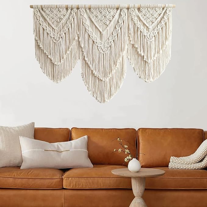 large macrame wall hanging - Boho Tapestry Macrame Wall Decor Art- Chic Bohemian Handmade Woven Tapestry Home Decoration for Bedroom Living Room Apartment Wedding Party - 43"x32" (Double-layer)