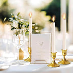 Vintage Gold Taper Candle Holders, Set of 2, Metal Taper Candlestick Holder for Dinner Room Table Centerpiece, Wedding Reception, Festive,Mantel Decoration, Home Decor (Titanium Gold)