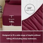 CozyLux Queen Comforter Set Burgundy, 7 Pieces Bed in a Bag, Red Comforter Queen Size, All Season Bedding Sets with Stitch Quilted Comforter, Flat Sheet, Fitted Sheet, Pillowcases