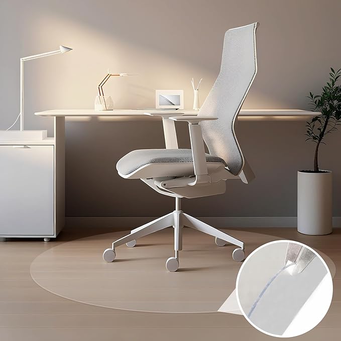 Office Chair Mat for Hard Floors,36" x 36" Desk Mat Comfortable and Non-Skid Office Chair Mat Protect Your Floors from Damage, Easy Glide Rolling Plastic Floor Mat for Work,Home
