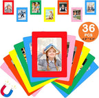 36 Pack 4 x 6 Inch Colorful Magnetic Photo Frames - Reusable magnetic frames for refrigerator for Back to School, Classroom, Office, Home, Back to Locker (Multiple Colors)