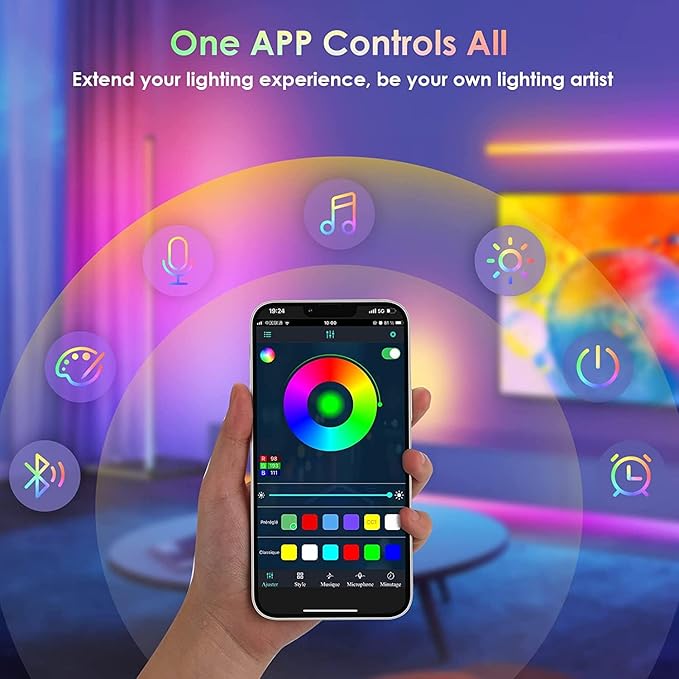 LENIVER RGB Spiral Floor Lamp, Smart RGB Corner Floor Lamp with Remote APP Control, Modern Color Changing Corner Lamp Dimmable Floor Lamp for Living Room, Bedroom, Gaming Room