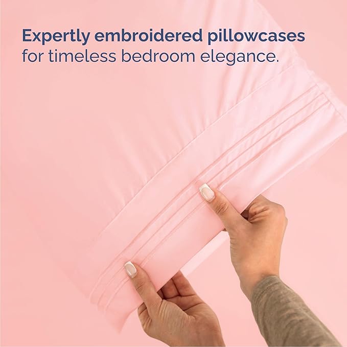 Cal King Size 4 Piece Sheet Set - Comfy Breathable & Cooling Bed Sheets Set - Hotel Luxury Bedding for Women, Men, Kids, Teens, Boys & Girls - Deep Pockets, Soft, Wrinkle Free - Oeko-Tex - Baby Pink