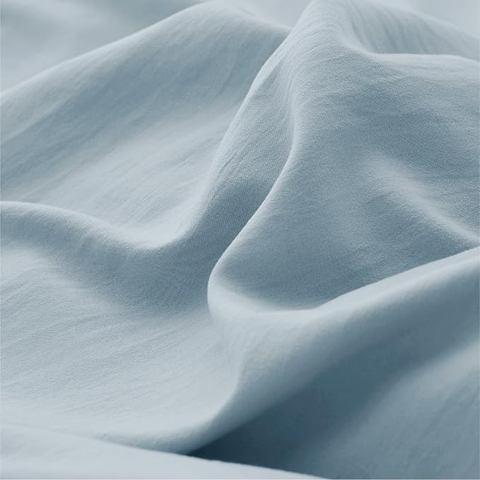 Bedsure Sky Blue Duvet Cover Full Size - 3 Pieces Prewashed Extra Soft Cotton-Like Bedding Set, Includes 1 Duvet Cover 80x90 Inches with Zipper Closure & 2 Pillow Shams, Comforter Not Included