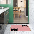 Mingnei Hi Bye Cat Welcome Doormat - Funny Black Cat Lover Floor Mat for Home Kitchen Entrance, 30x17 Pink
