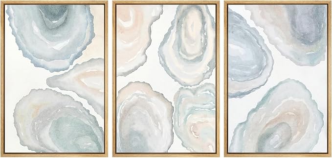 SIGNWIN Framed Canvas Print Wall Art Abstract Geode Soft Pastel Agate Slice Photography Modern Art Minimalist Black and White for Living Room, Bedroom, Office - 24"x36"x3 Natural