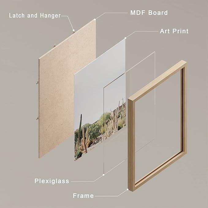 SIGNWIN Framed Tropical Palm Tree Saguaro Cactus Wall Art, Set of 4 Desert Landscape Wall Decor Prints, Nature Wilderness Wall Décor for Living Room, Bedroom - 8"x10"x 4 Natural