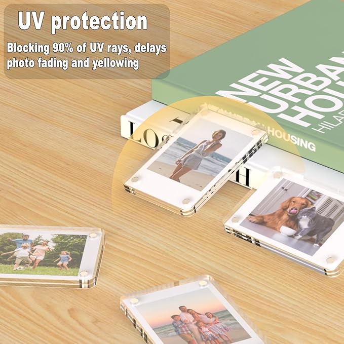 HELPLEX Acrylic Fridge Magnetic Frame, 12 Pack Polaroid Magnet Frame 2.36 x 3.54 Inch Double Sided Refrigerator Magnet Picture Frame for Fujifilm Instax Mini, Clear Photo Display Frames
