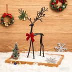 2026 New 2 Pcs Black Metal Reindeer, Black Metal Reindeer Christmas Decoration, European-Style Modern Aluminum Alloy Xmas Figurines, Indoor Holiday Statues for Mantel, Bedroom, Office Table (#B)