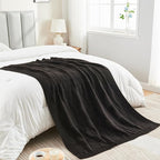 CozeCube Check Knit Throw Blanket, Jet Black Checkered Throw for Couch, Decorative Christmas Soft Cozy Warm Knitted Blanket for Bed Sofa Living Room, 60"X80"
