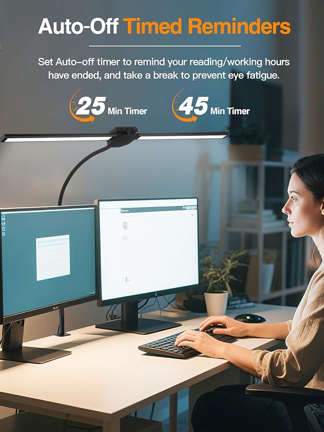 Desk Light with 5 Color+9 Brightness，Desk Lamps for Home Office, 1200 Lumen & 108 LED Desk Lamp, Remote Control+Timer Monitor Light, Clamp Lamp for Desk, Computer, Reading, Study, Workbench