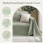 Couch Cover for Dogs Sectional Sofa Covers Washable for 3 Cushion Couch, Chenille Couch Cover Blanket, Sectional Sofa Slipcovers, Multi-Use Furniture Protector for Kids, Pets, 71" X150", Sagegreen