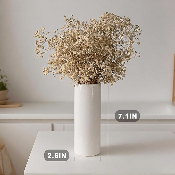 Modern White Ceramic Vase Set of 10 for Living Room Bedroom 7.08'' Minimalist Fresh Small Flower Vases for Bouquet Fake Plant Home Decor Office Fireplace Centerpieces Nordic Style 10 Pack