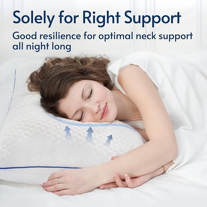 viewstar Memory Foam Pillows King Size Set of 2, Adjustable Firm Pillows for Side Back Stomach Sleepers, Shredded Gel Pillows for Sleeping 2 Pack with Washable Removable Cover 19"x 33"