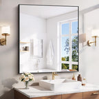 YIROMAN Bathroom Mirror 36"x40", Large Brushed Gold Bathroom Mirror for Over Sink with Aluminum Frame, Rectangular Vanity Mirror with Right Angle, Wall Mirror Hangs Horizontal or Vertical