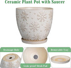 Ceramic Planter 8 Inch Plant Pot with Drainage Hole and Saucer Ceramic Pots for Indoor Plants Outdoor Large Flower Pot for Home Decor White