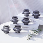 VOHO Smoky Grey Taper Candle Holders Set of 6, Classic Ribbed Candle Sticks Holder Decor for Table Centerpiece at Daily/Birthday/Party, Double Sided Candle Holder for Candlesticks & Tea Lights Candles