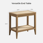 SICOTAS Rattan Nightstands Set of 2 Bedside Table - Boho Narrow End Table Living Room Set of 2 Side Table with Rattan Storage Shelves for Small Space