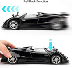 1/24 Car Model Compatible for Collectible Pagani Zonta HP Diecast Toy Car,Zinc Alloy Pull Back Cabriolet Vehicles Toy with Sound and Light for Adult Boys Girls (Black)