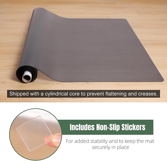 Plastic Floor Mat for Home, 8' x 10' Waterproof Area Rug for Living Room, Area Rug for Dining Table, Non-Slip Vinyl Floor Protector Desk Mat for Outdoor Indoor, Semi-Transparent Black