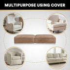 PrinceDeco Stretch Velvet Couch Cushion Covers, Soft Cushion Slipcover for Chair Loveseat Sofa Cushion Furniture Protector Seat Cushion Sofa Cover (Each Width Up to 29.5", Camel)