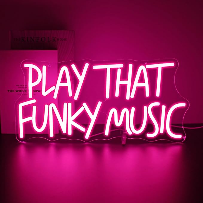 Neon Sign, Play That Funky Music Neon Signs for Wall Decor Neon Pink LED Signs Room Neon Light Up Signs Home Decor for Business Bedroom Club Party Bars Shop USB Operated
