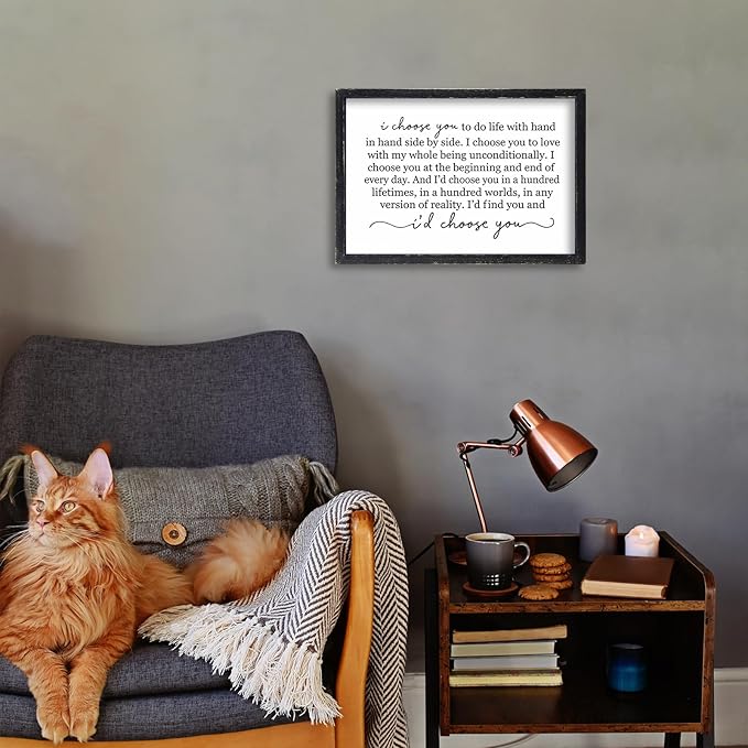 I Choose You To Do Life Sign Wall Decor 16X11 I Love You InchRomantic Marriage Art Wooden Framed Wall Hanging (Black)