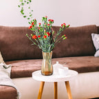 Thenshop 10 Pcs 8'' Tall Clear Flower Vase Wide Mouth Crystal Glass Boho Decorative for Centerpieces Bulk Tall Vase for Flower Bouquets Rustic Home Decor Wedding Housewarming Gift (Amber)